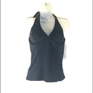 Athleta Black Sculpted Halter Tankini Swim Tank Size 36 B/C